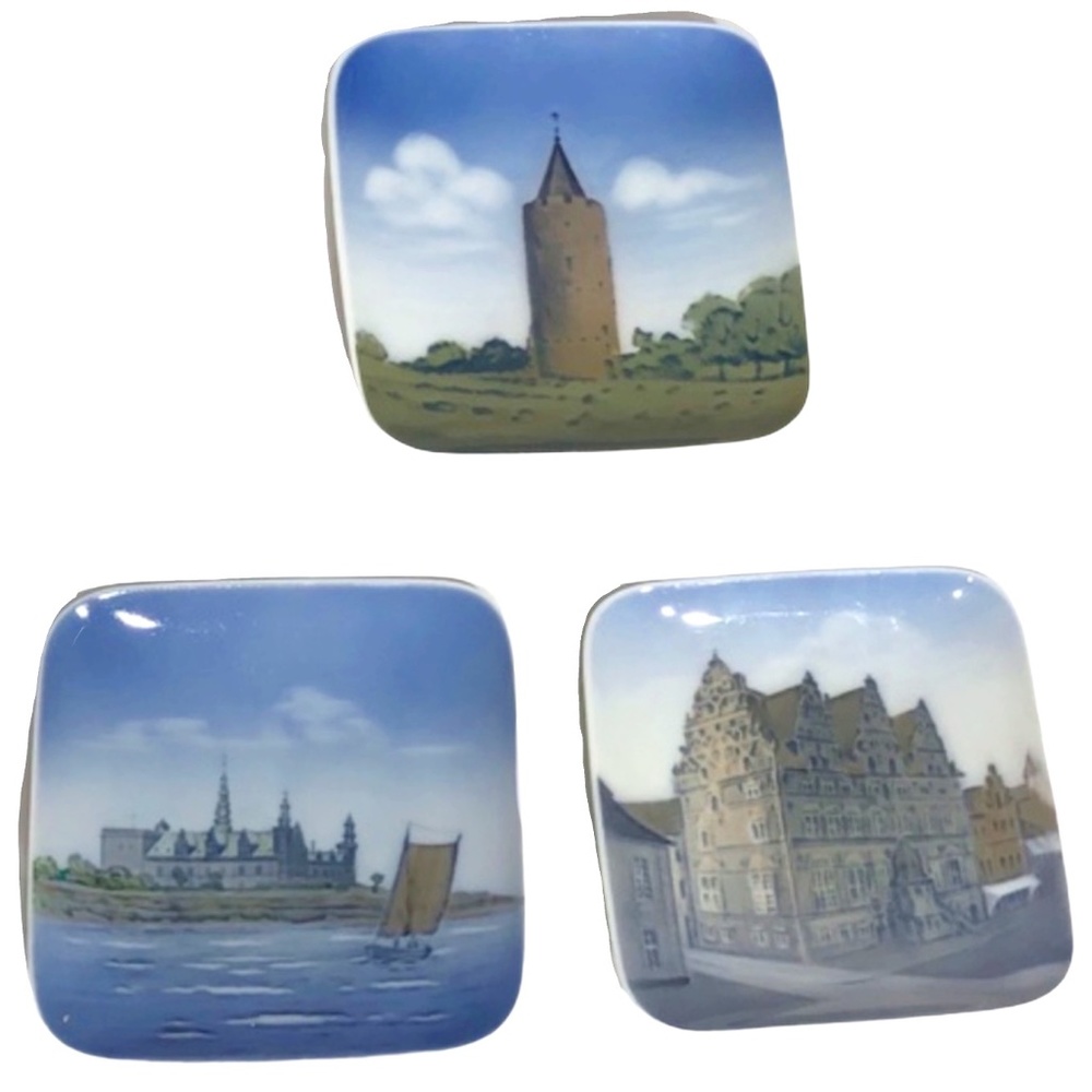 ROYAL COPENHAGEN VINTAGE TRINKET DISHES FEATURING CITIES - SET OF 3